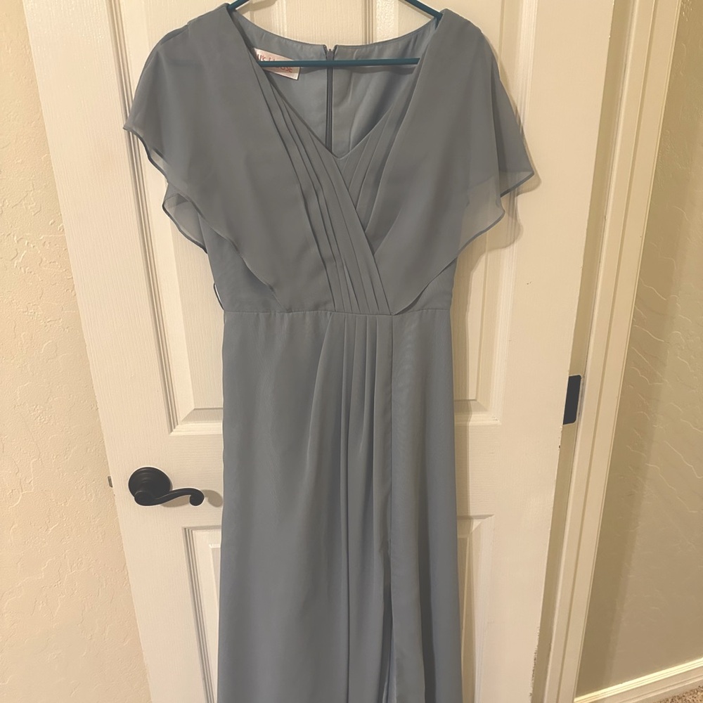 Elegant Blue Chiffon Bridesmaid Dress